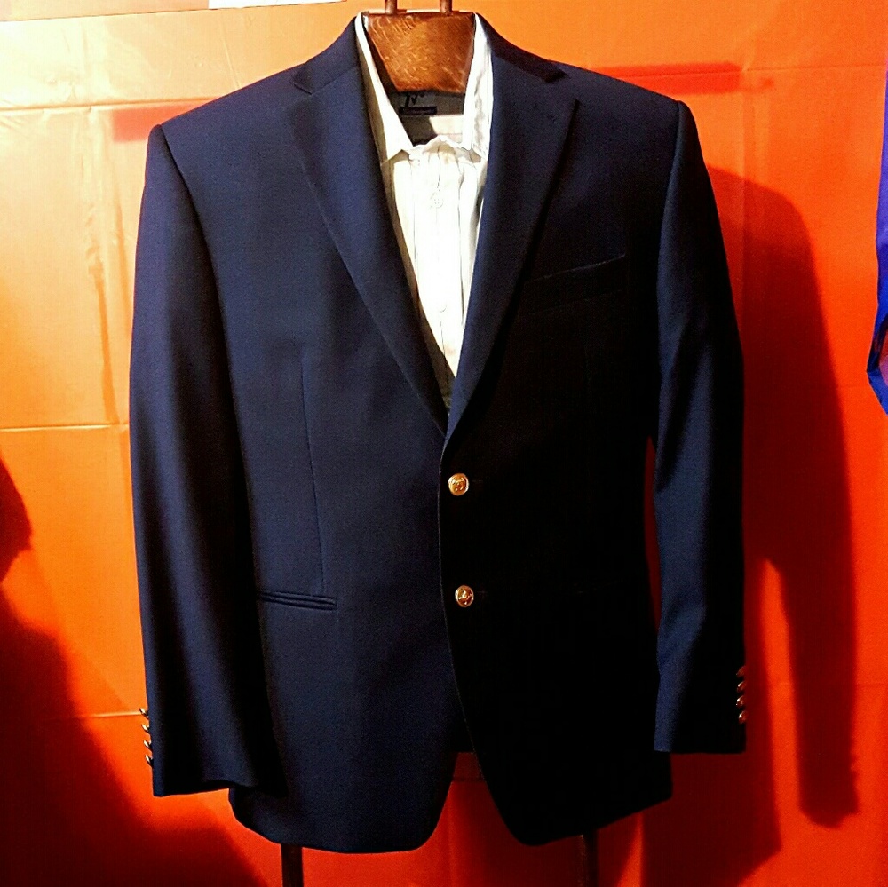 Ralph Lauren Mens Blazer 40S gold button super 120